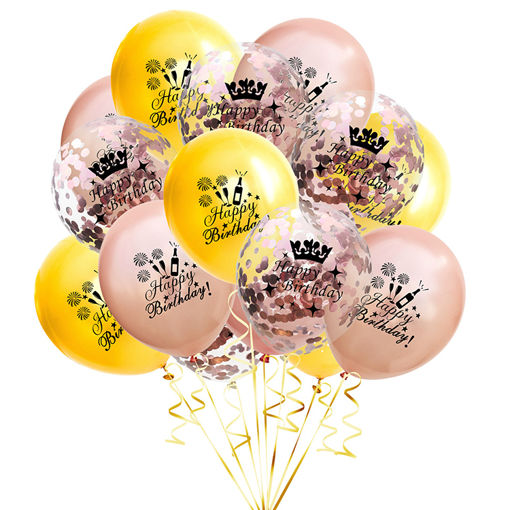 Picture of BALLOON BUNCH GOLD HAPPY BIRTHDAY